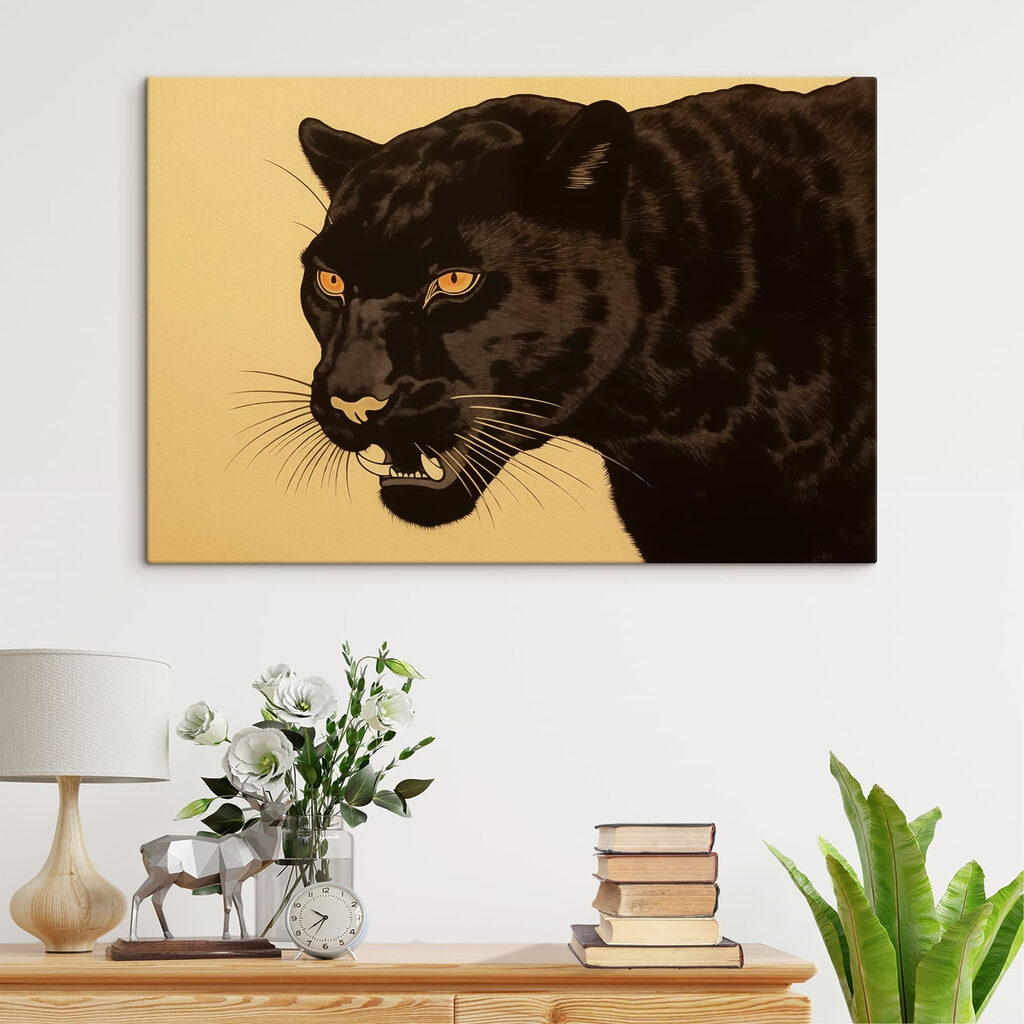Black panther with yellow eyes