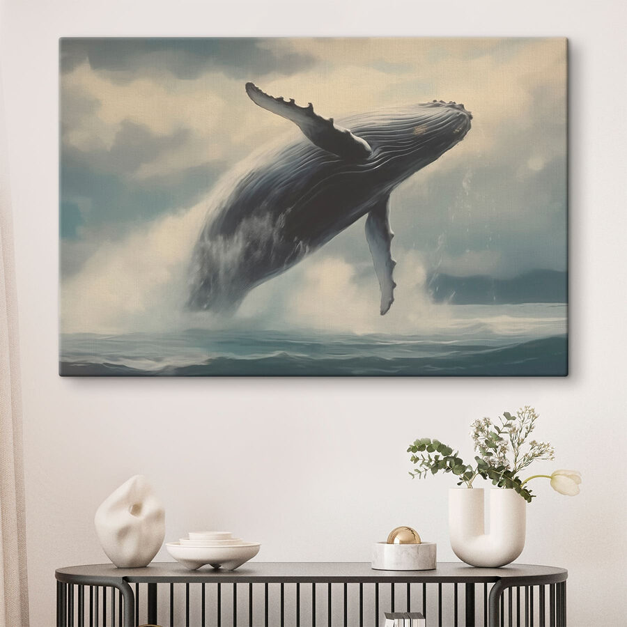 Canvas prints Whale jumping out of the water