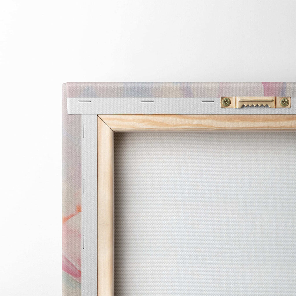 Painting of pink and white tulips