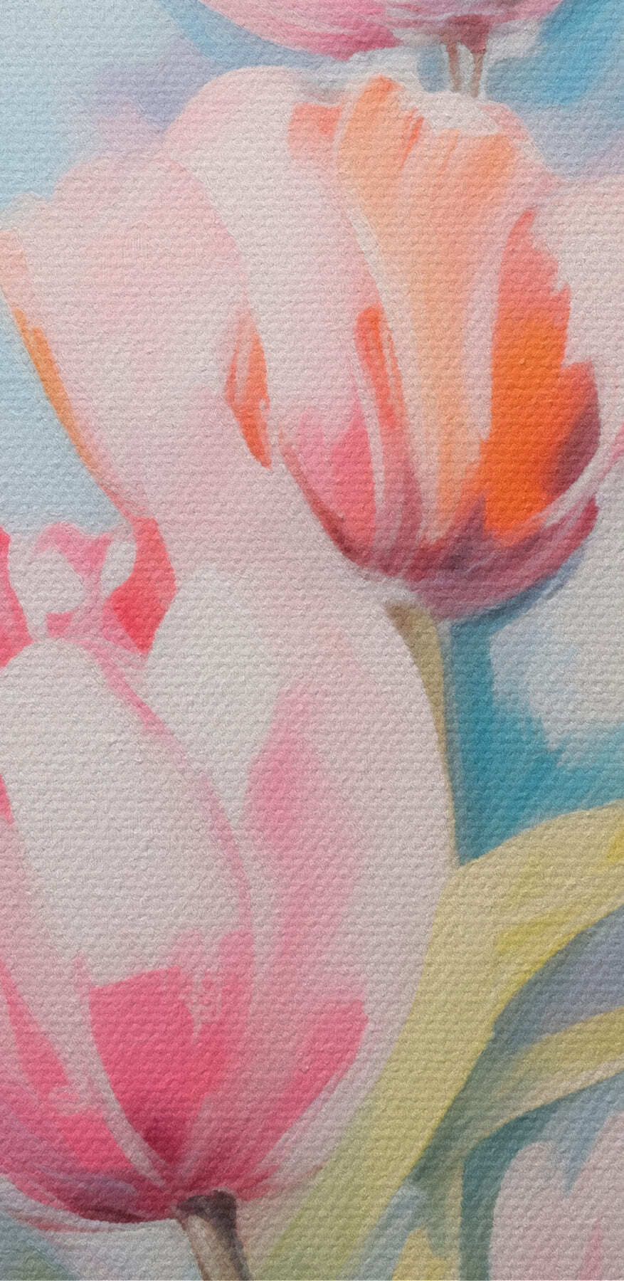 Canvas prints Painting of pink and white tulips