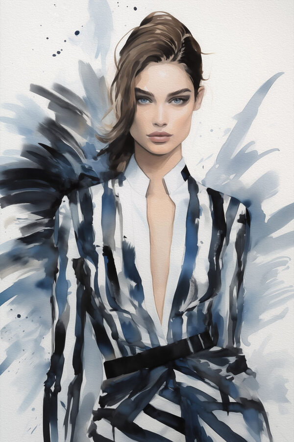 Woman in a striped jacket