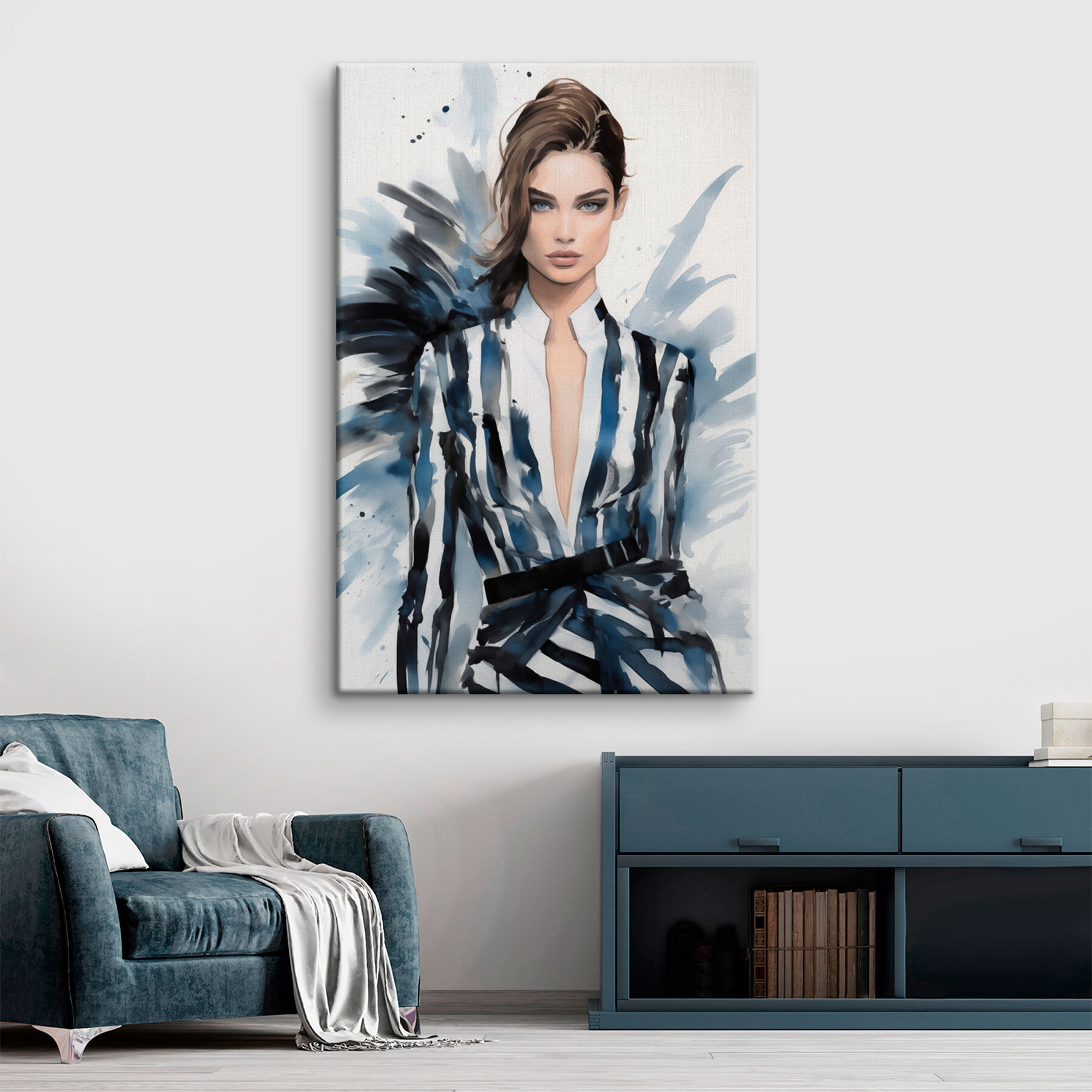 Woman in a striped jacket