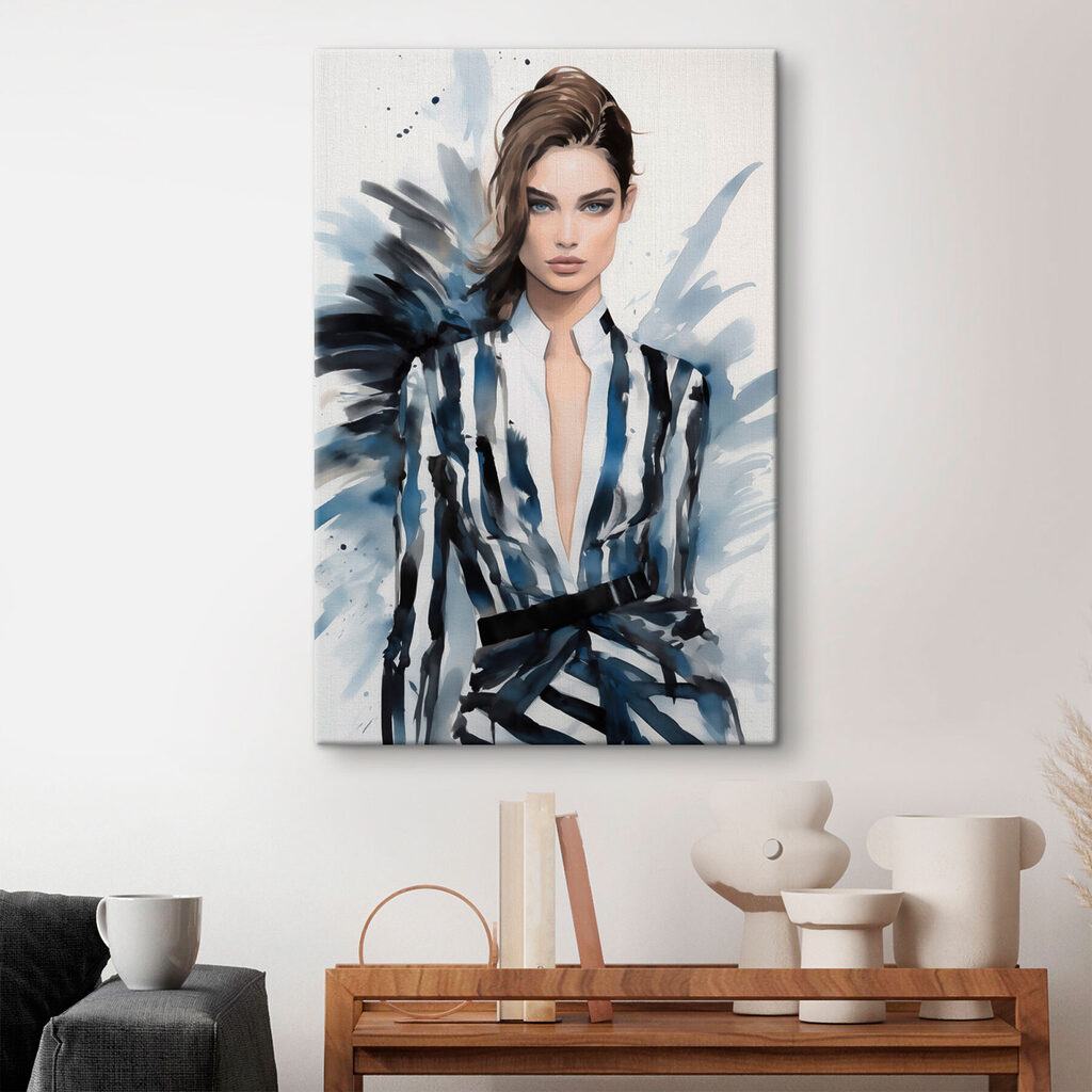 Woman in a striped jacket