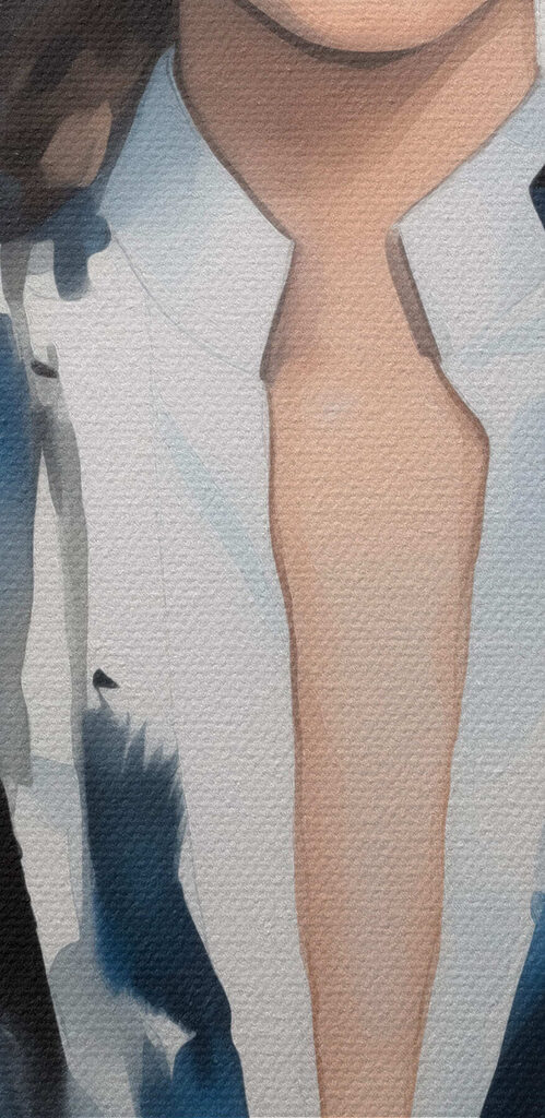 Woman in a striped jacket