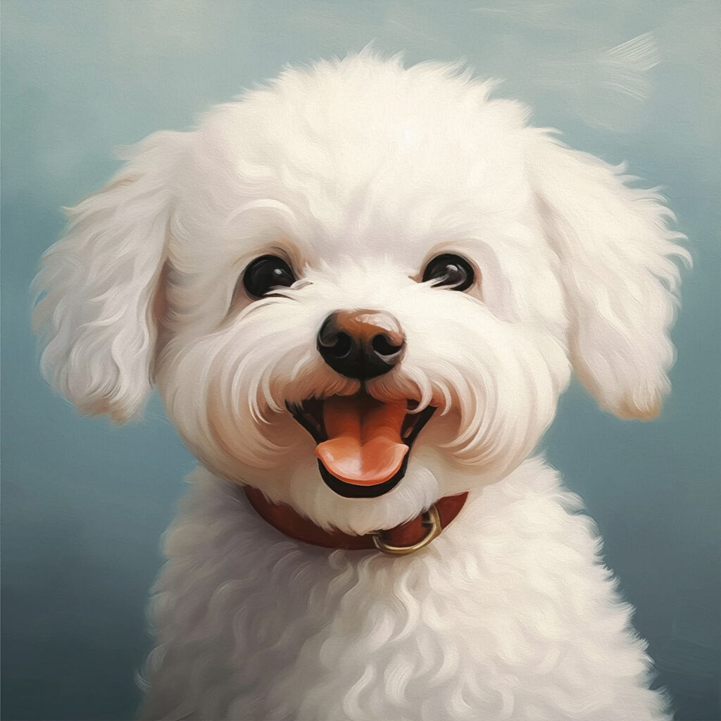 White dog with its mouth open