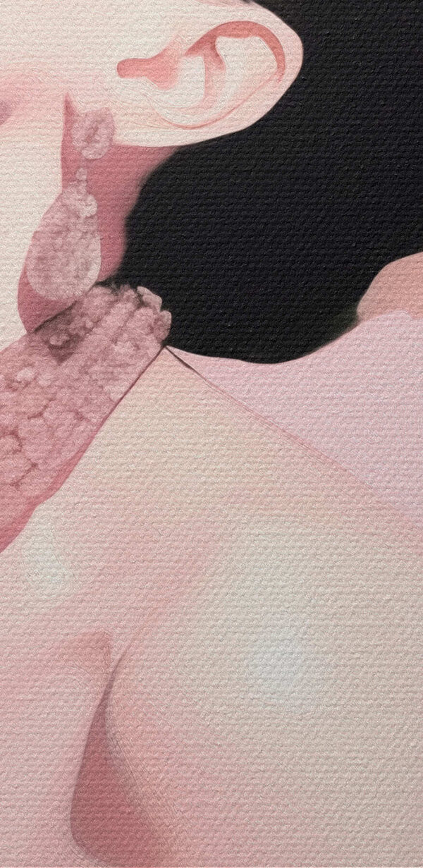 Woman with a high hair updo Woman with a high hair updo