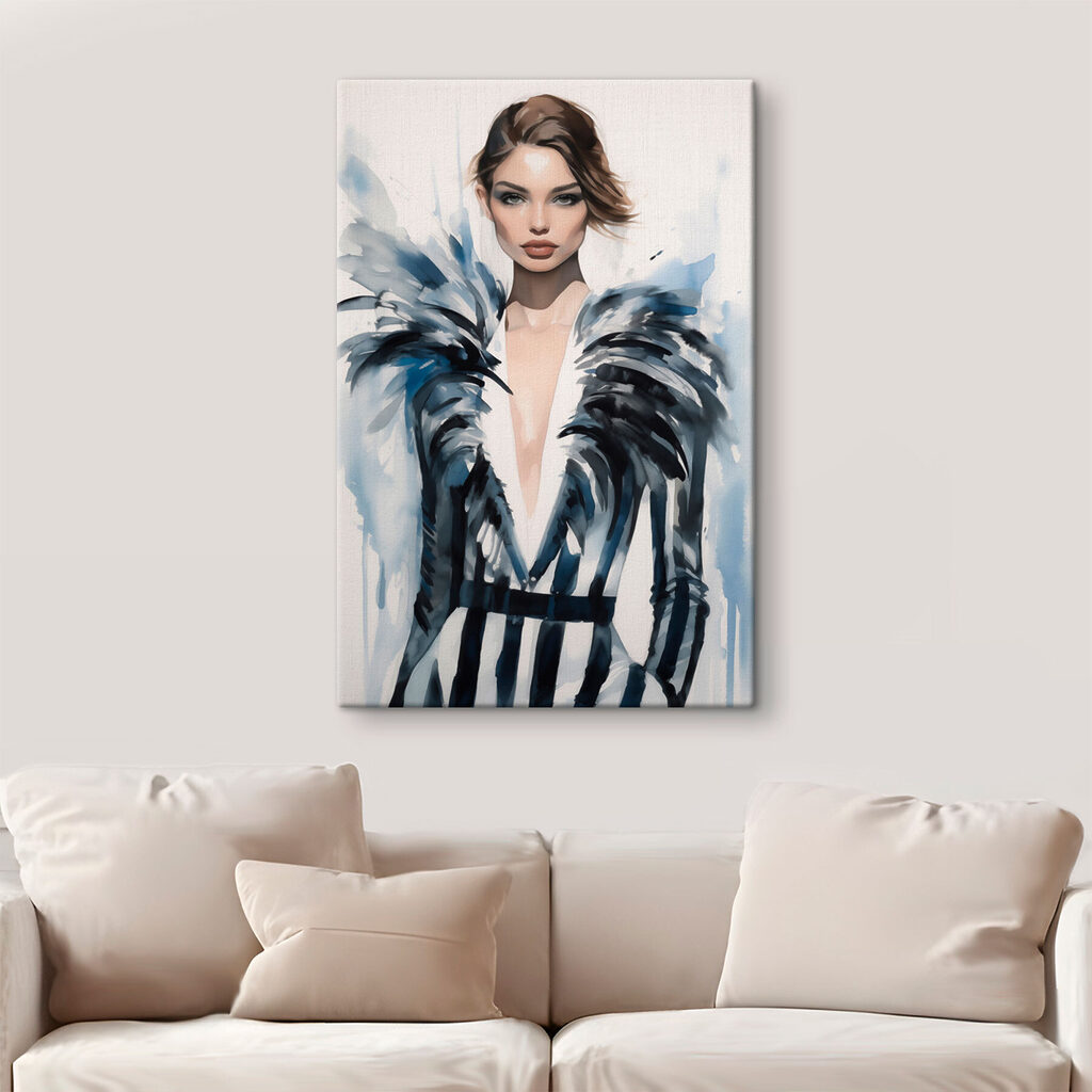 Woman in a black and white dress