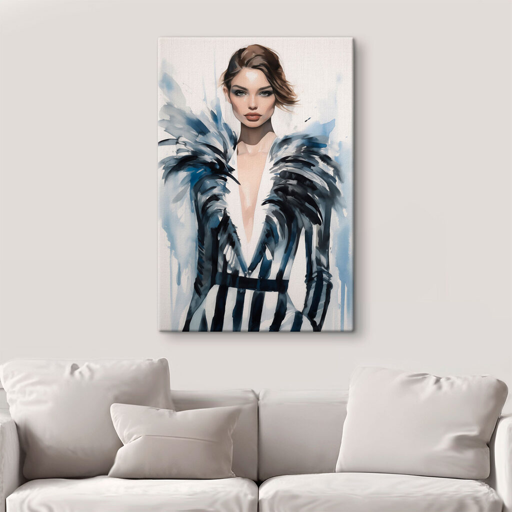 Woman in a black and white dress