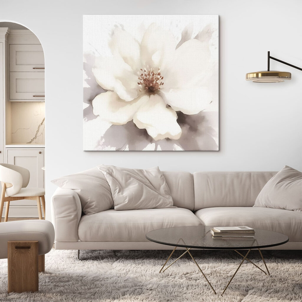 White flower with brown center White flower with brown center