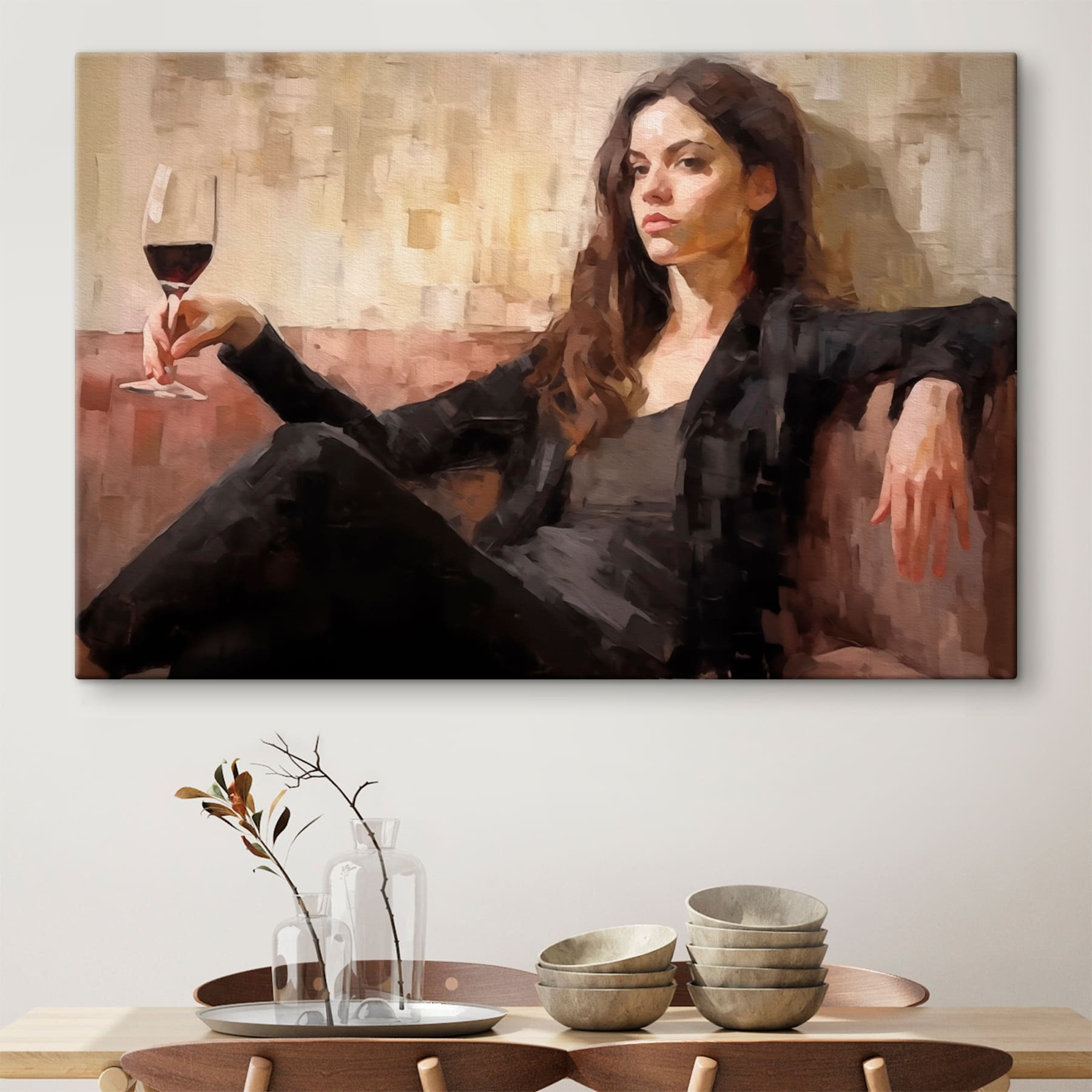 Woman sitting on a couch