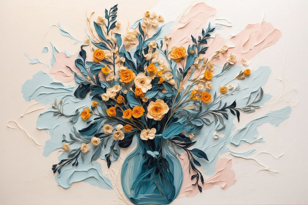 Painting of flowers in a vase
