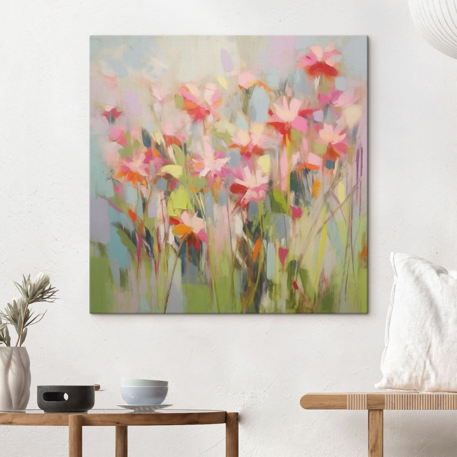 Painting of flowers on a wall