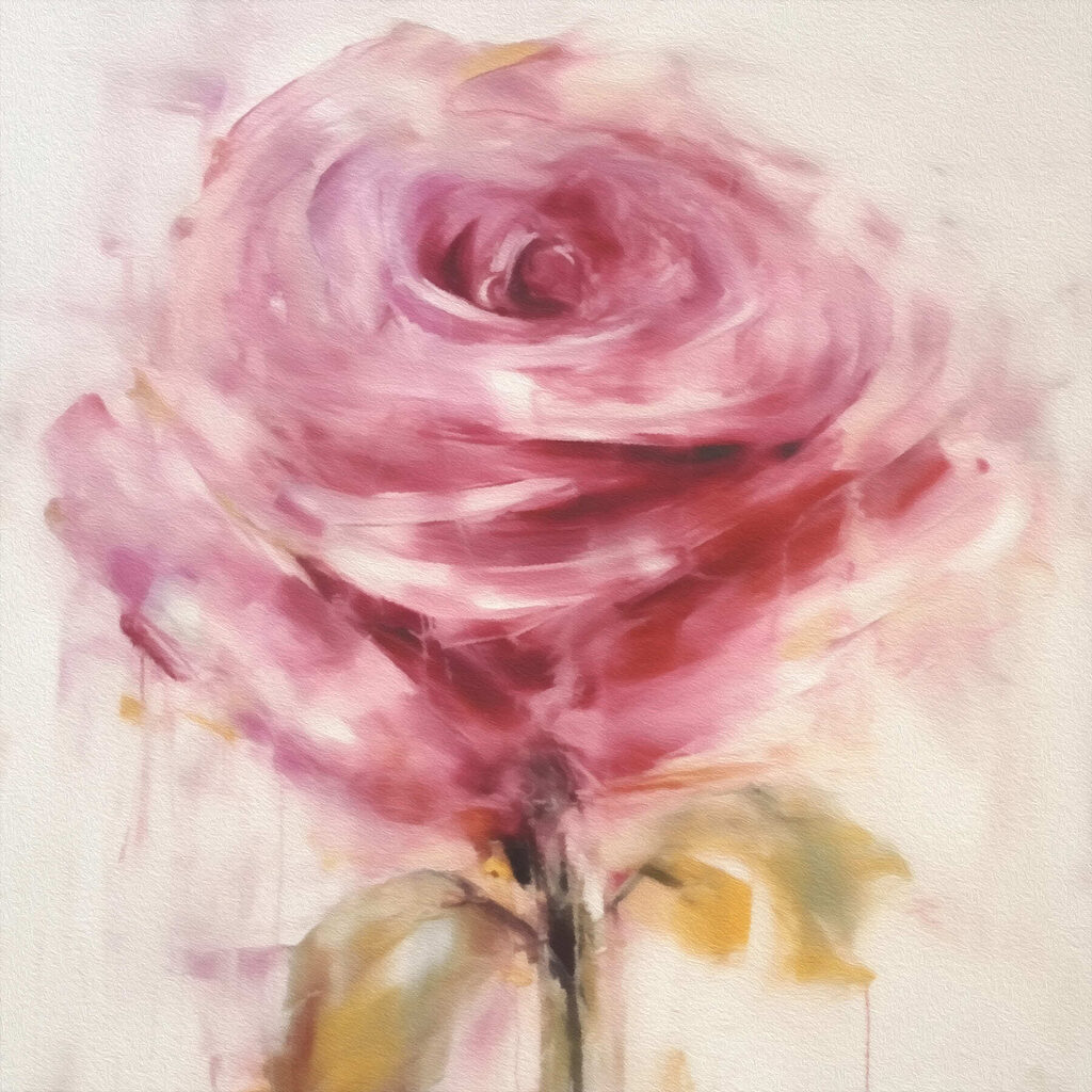Painting of a pink rose