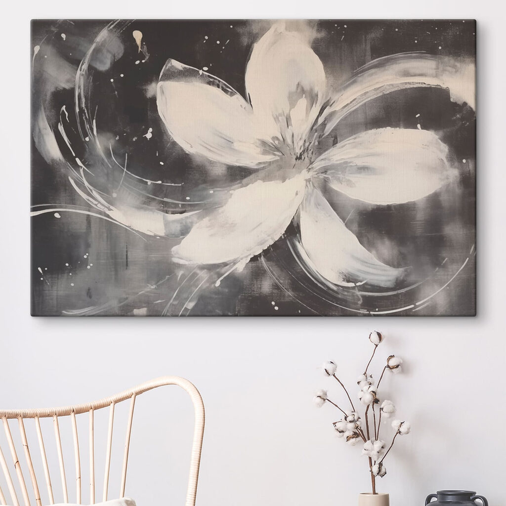 White flower on a black background