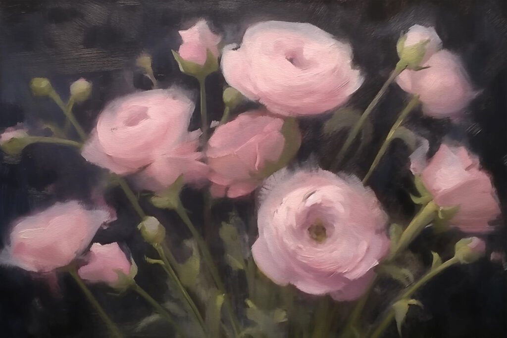 Painting of pink flowers