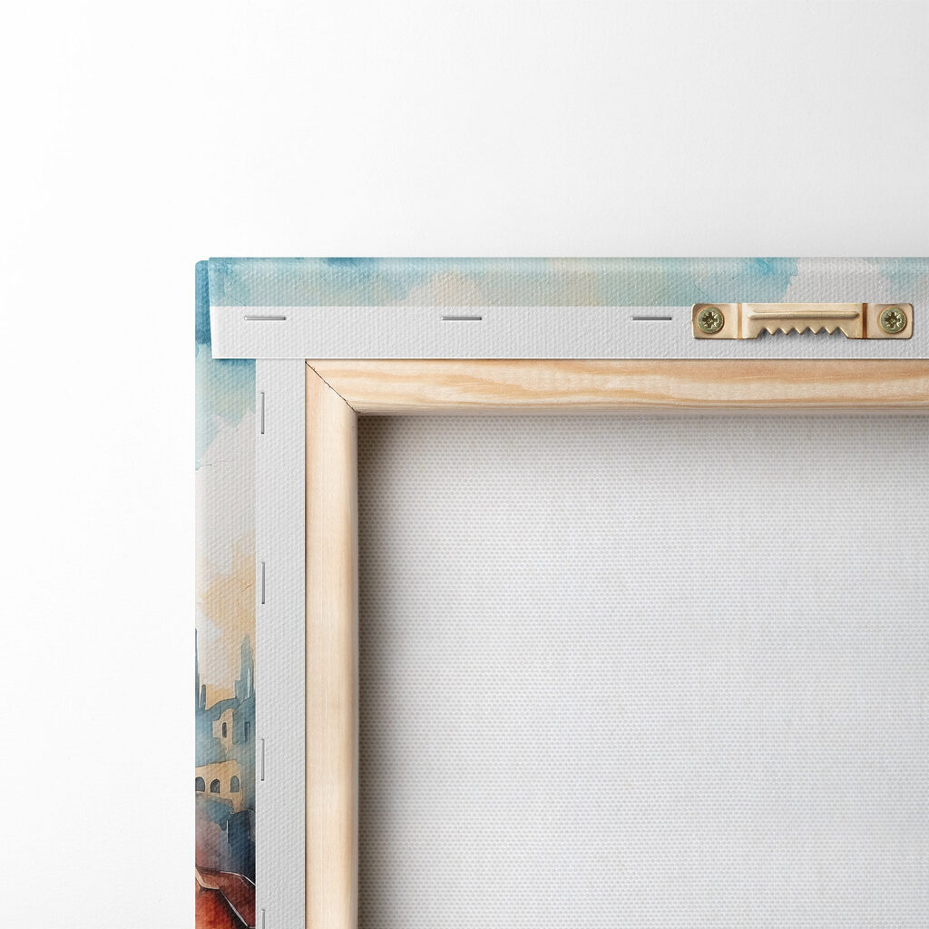 Watercolor of a row of buildings