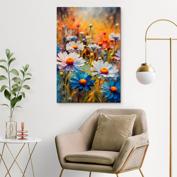 Vászonképek Élénk virágok egy színes mezőben