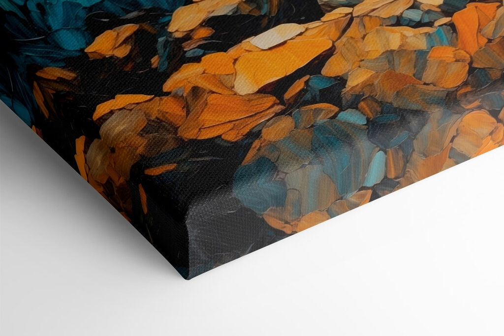 Painting of waves crashing on rocks