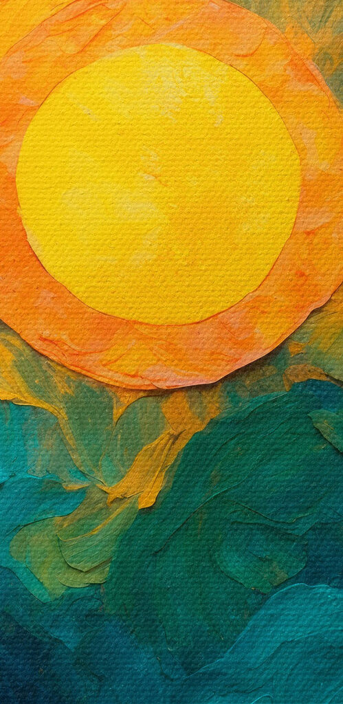 Painting of a sun and clouds