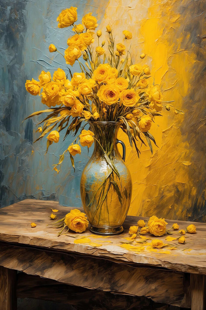 Vase of yellow flowers Vase of yellow flowers