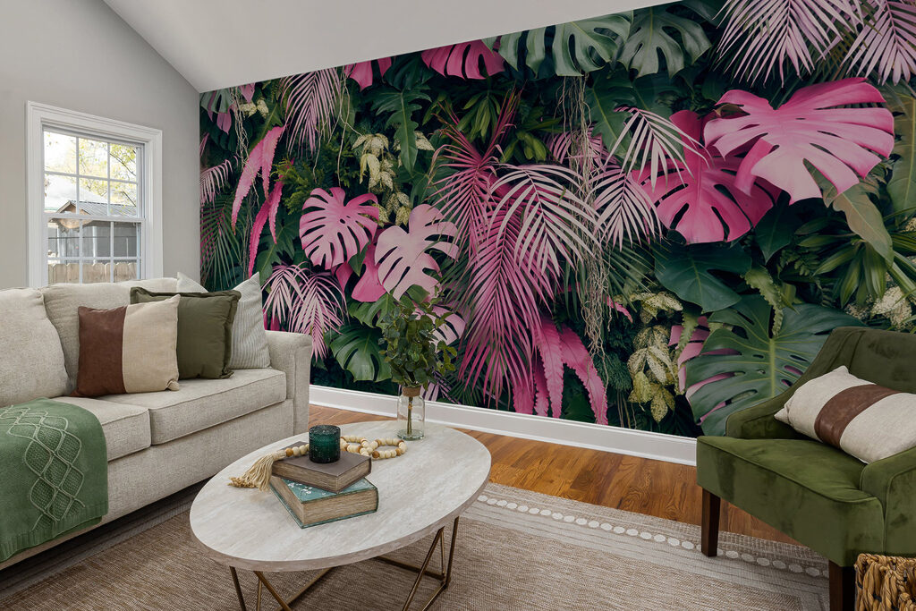 Group of pink and green leaves