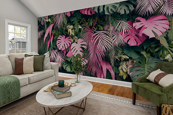 Group of pink and green leaves