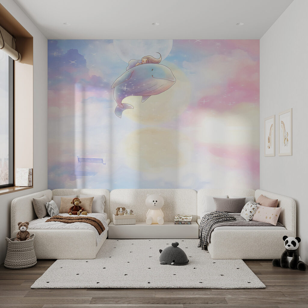 Cartoon of a girl riding a whale Cartoon of a girl riding a whale