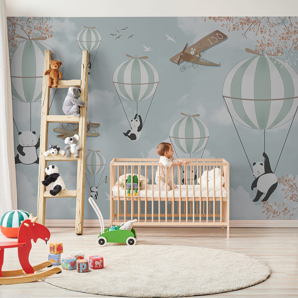 Pandas and hot air balloons in the sky Pandas and hot air balloons in the sky