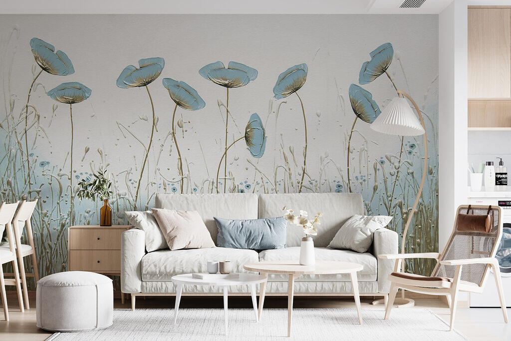 Painting of flowers in a field Painting of flowers in a field