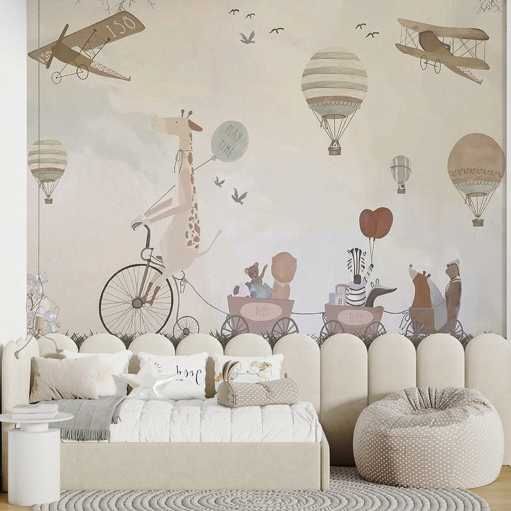 Mural of animals riding a train Mural of animals riding a train