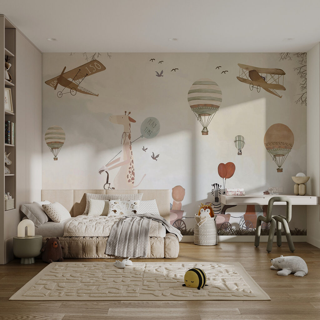 Mural of animals riding a train Mural of animals riding a train