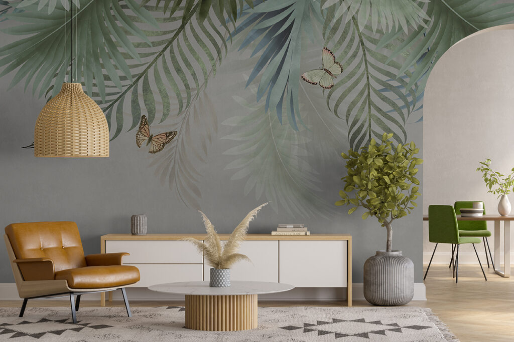 Group of butterflies on leaves