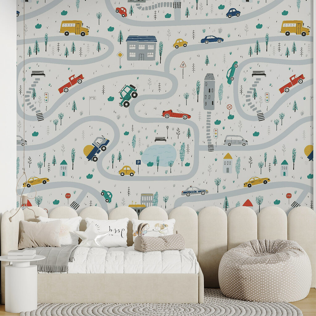 Map of cars and buildings