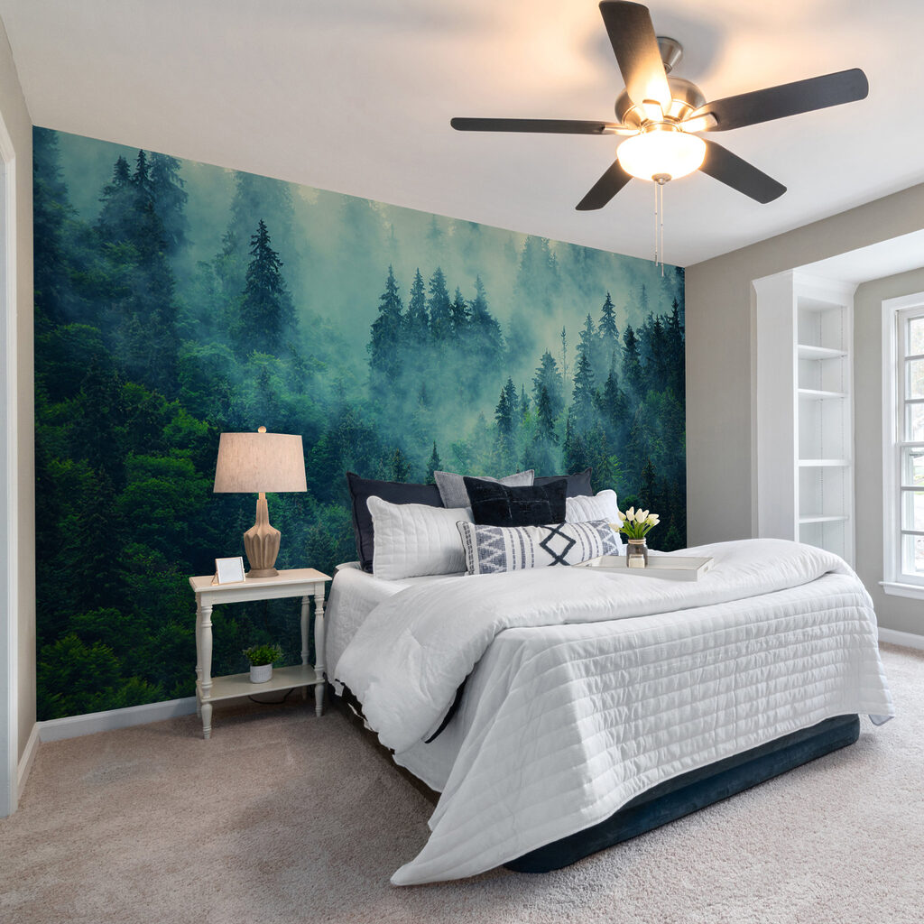 Foggy forest with trees Foggy forest with trees