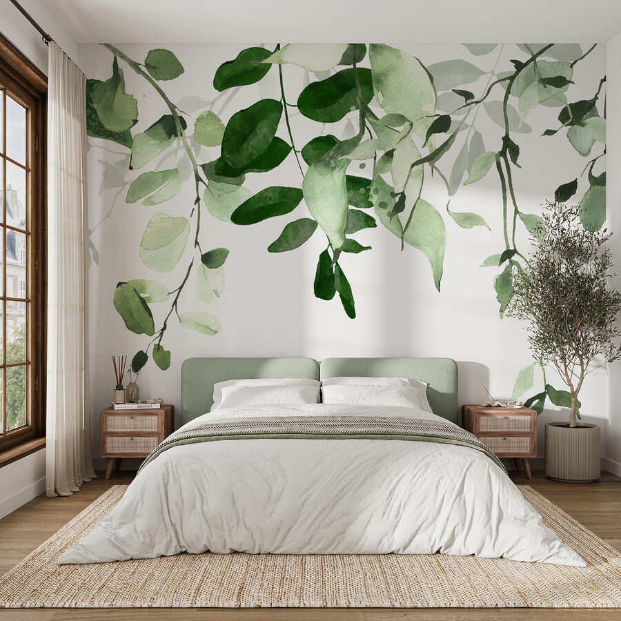 Elegáns zöld levelek háttér design.
