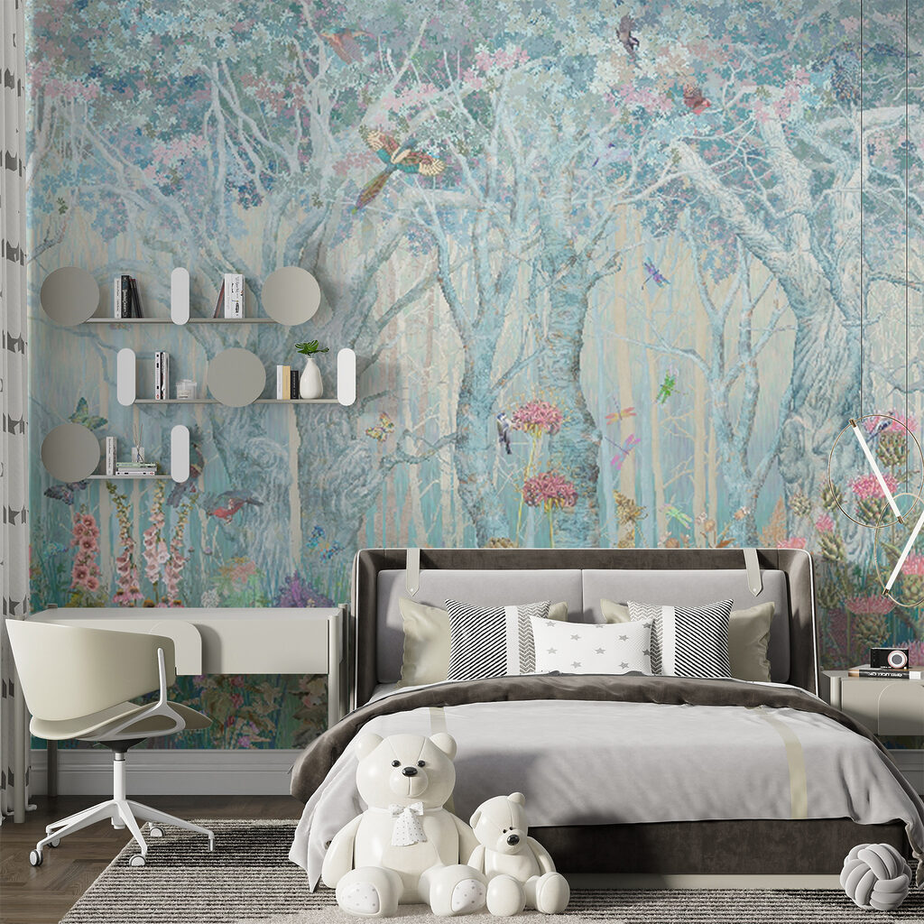 Painting of a deer in a forest Painting of a deer in a forest