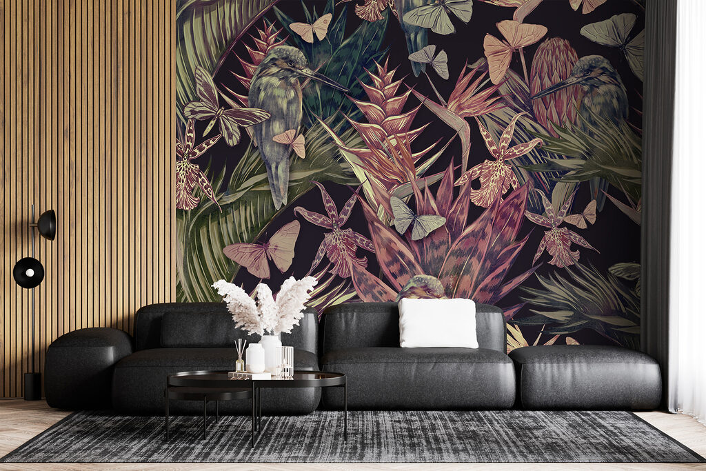 Pattern of tropical plants and birds Pattern of tropical plants and birds