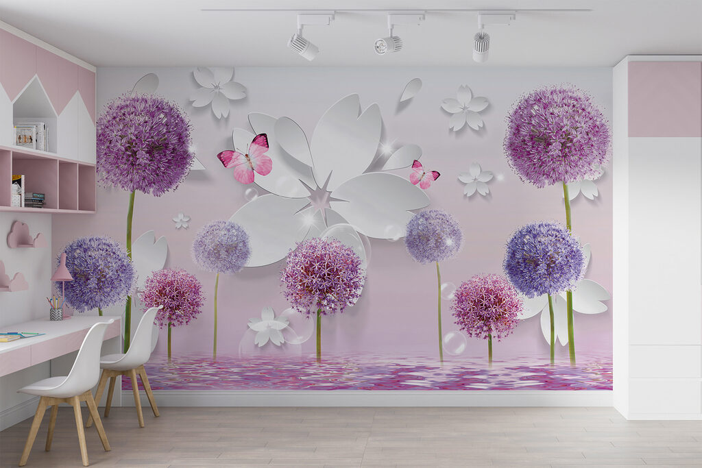 Purple flowers and butterflies Purple flowers and butterflies