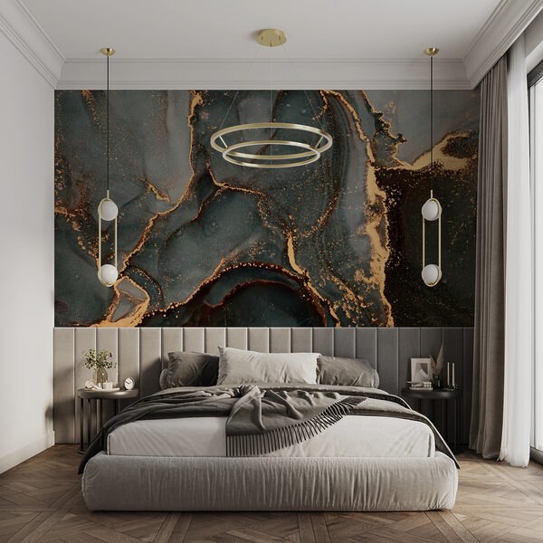 Swirling hues of teal and copper