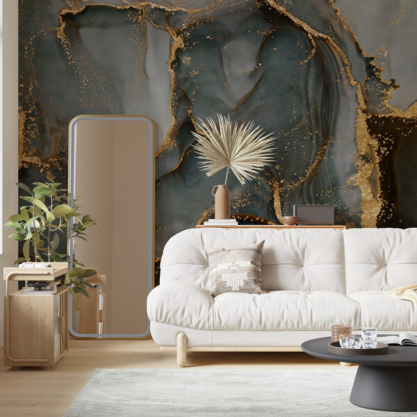 Swirling hues of teal and copper