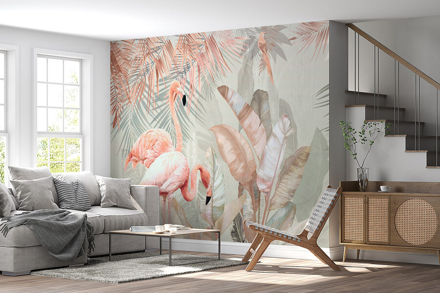 Flamingók és trópusi levelek Flamingók és trópusi levelek