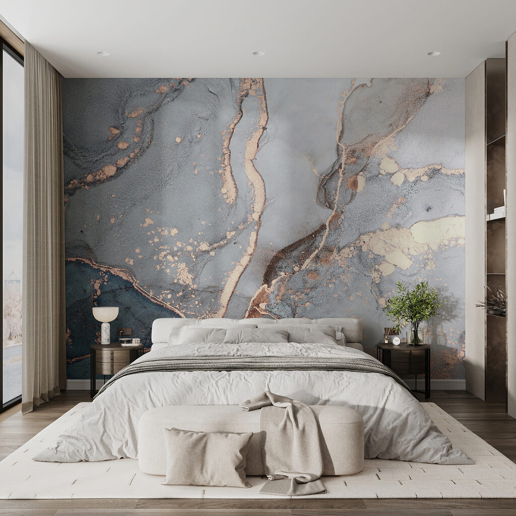 Ethereal Blue and Copper Swirls