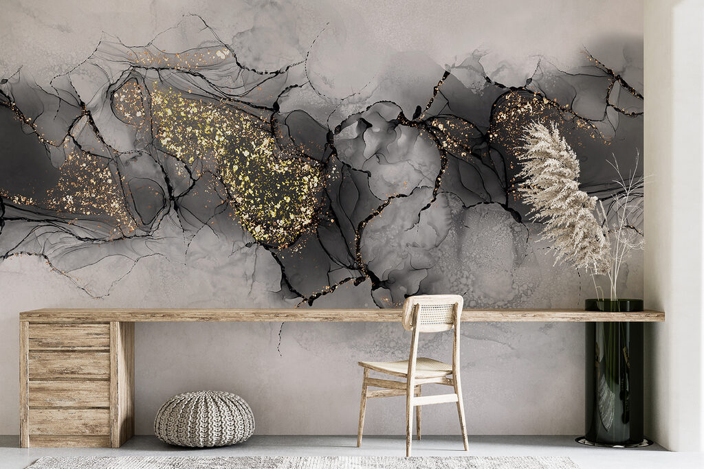 Elegant marbling with shimmering highlights