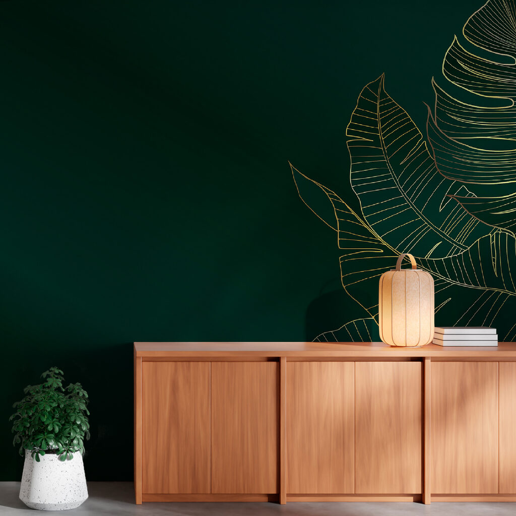 Elegant foliage on dark emerald backdrop Elegant foliage on dark emerald backdrop