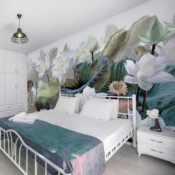 Group of white flowers and green leaves Group of white flowers and green leaves