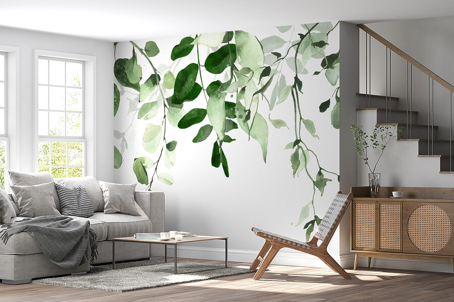 Elegáns zöld levelek háttér design.
