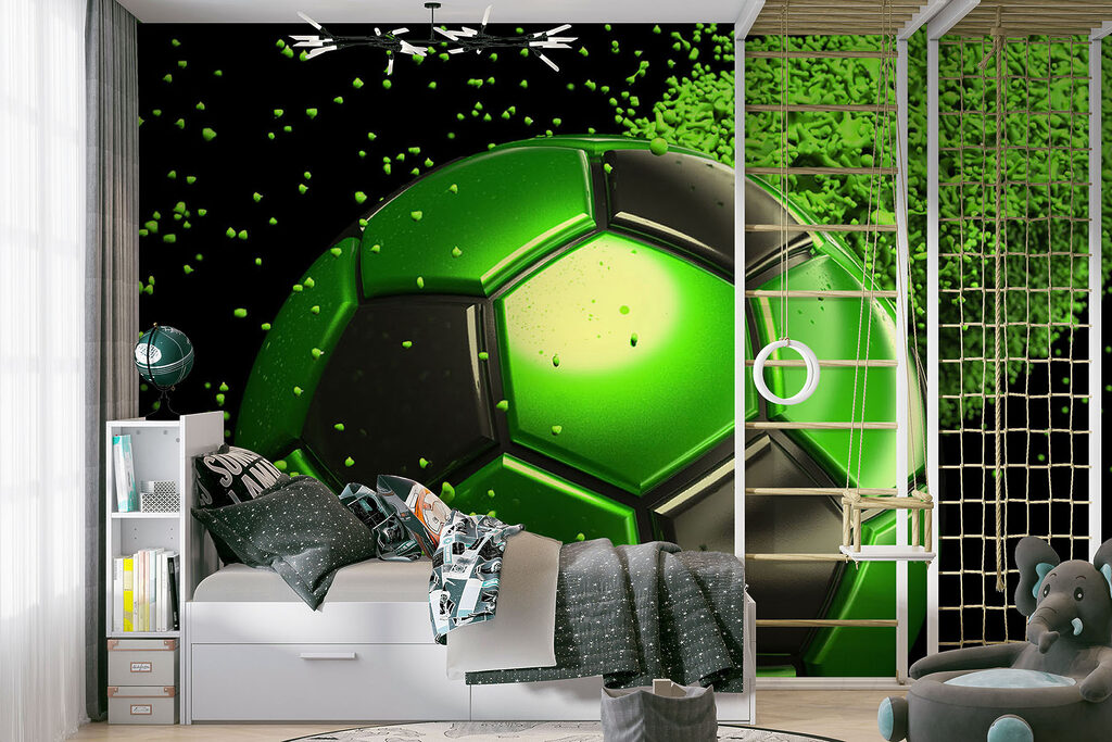 Green and black football ball