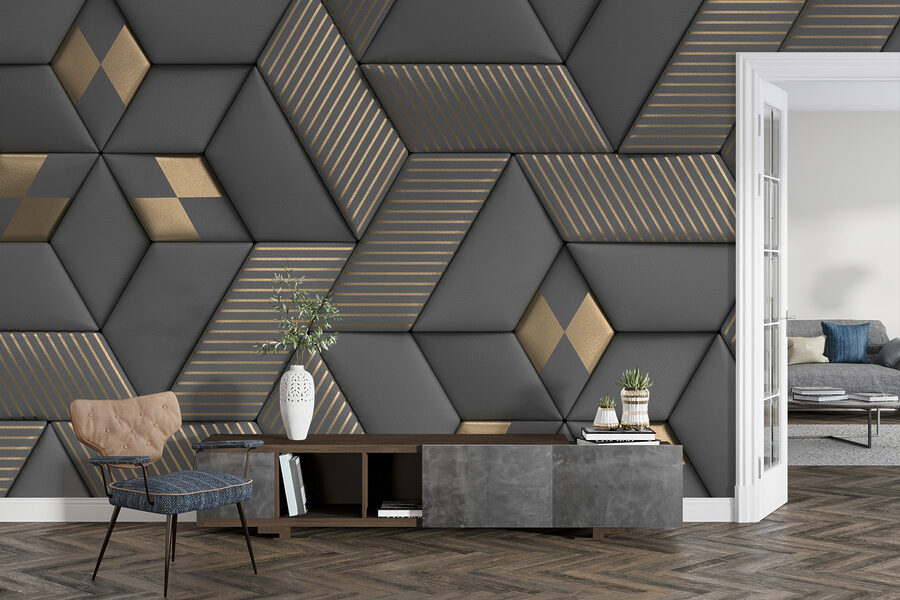 Geometrikus elegancia szürke és sárgaréz színekben. Geometrikus elegancia szürke és sárgaréz színekben.