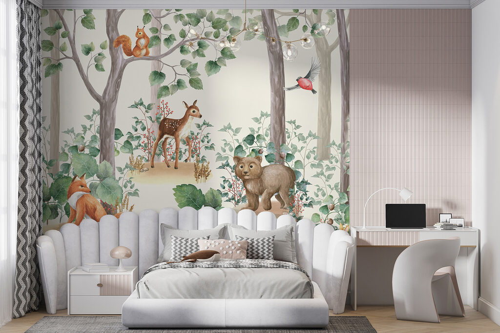 Wallpaper with animals in the forest Wallpaper with animals in the forest