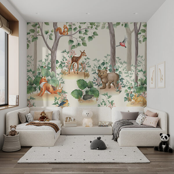 Wallpaper with animals in the forest Wallpaper with animals in the forest